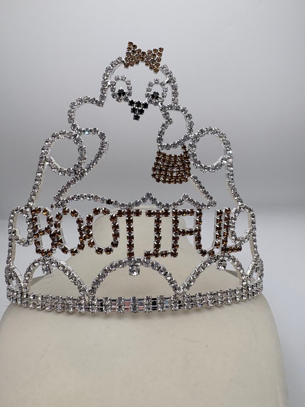 Bootiful Ghost Halloween Crown with Adjustable Band-Silvertone with Rhinestones